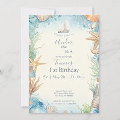 the under the sea birthday party card is shown