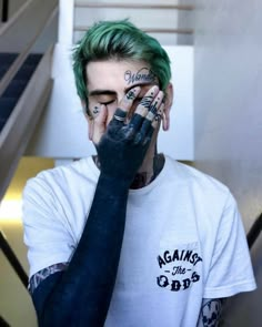 Hair Tattoo Man, Hardcore Style, Gents Hair Style, Blackout Tattoo, Dyed Hair Inspiration, Mens Pants Fashion