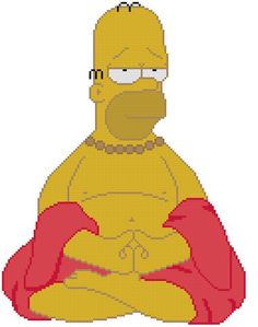 the simpsons is sitting down with his hands crossed