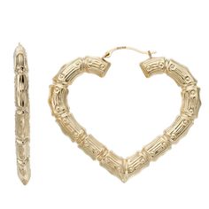 Enjoy unique style with these textured heart hoop earrings, crafted with 10k gold. Enjoy unique style with these textured heart hoop earrings, crafted with 10k gold. Metal: 10k gold Backings: click-it Packaging: boxed Finish: polished, textured Dimensions: 42 mm x 38 mm Please note, due to the high value of this item, a signature may be required upon delivery. Size: One Size. Color: Yellow. Gender: female. Age Group: adult. Japanese Town, Heart Hoop Earrings, Earrings Ear, Ear Cuffs, Girly Jewelry, Ashley Furniture, Gold Texture, Jewelry Earrings Hoops, 10k Gold