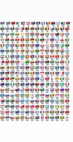 the flags of all countries are shown in different colors