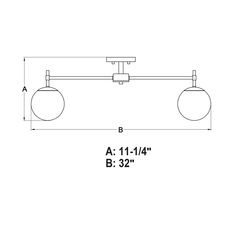 the drawing shows an overhead track with two lights on each end and one light above it