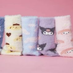 Short crew socks rendered in fuzzy knit and features Sanrio characters print, warm and cozy. One size. 100% Authentic. Fuzzy Socks, Sanrio Characters, Crew Socks, Warm And Cozy, Socks, Knitting