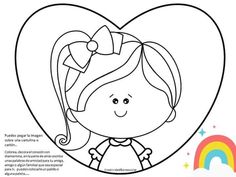 a girl with a bow on her head in the shape of a heart coloring page