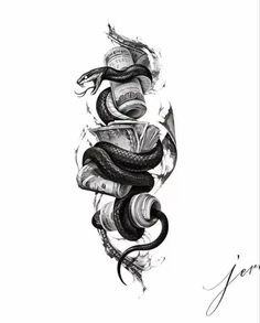 a snake and money tattoo design