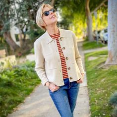 une femme d'un certain age | The Friday Edit: sweater jackets, makeovers Sweater Jackets Women, Summer Jackets For Women, Banff Trip, Plaid Sweater Coat, Sweater Jackets, Casual Outfit Idea, Spring Wardrobe Essentials, Jacket Ideas, Polished Casual