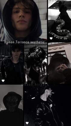 a collage of photos with the same person in black clothing and hoodie on