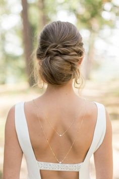 the back of a woman wearing a white dress