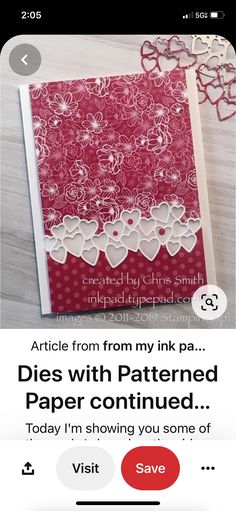 an image of a card with the words dies with patterned paper continues today i'm showing you some of my favorite things