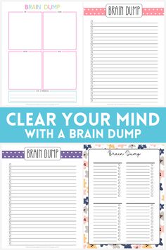 Free Brain Dump Templates to Declutter Your Mind Quiet Your Mind, Declutter Your Mind, Planner Printables Free, Clear Your Mind, Brain Dump, Weekend Plans, New Thought