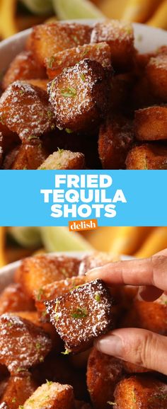 fried tequila shots are served in a bowl