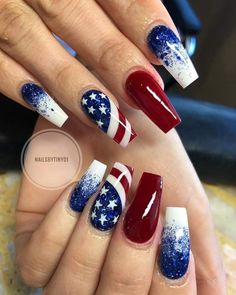 July 4th Nails, 4th Nails, Patriotic Nails Design, Firework Nails, Flag Nails, Patriotic Nails, Usa Nails, Fourth Of July Nails