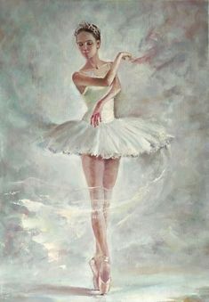 a painting of a ballerina in white