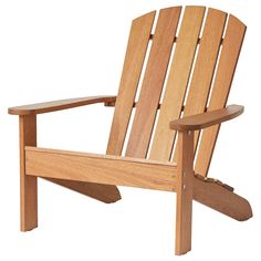 a wooden chair that is sitting up against a white background