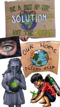 several different pictures with words on them that say, be a part of the solution not the solution our home needs help