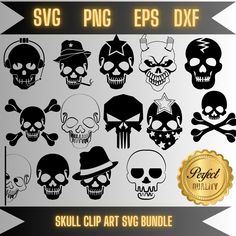 skull clipart svg bundle