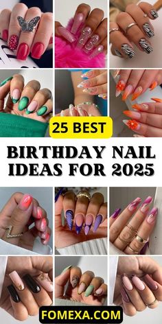 Pretty Birthday Nails, Summer Pink Nails, Turning 22, Summer Acrylic Nails