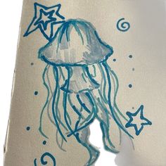 a drawing of a jellyfish with stars on it