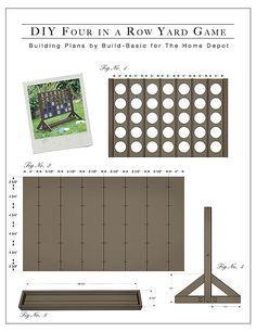 the diy four in a row yard game is shown with instructions to build it