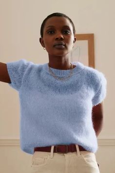 Tricoter un pull à manches courtes Pull Mohair, Candy, Outfit Inspo, Blue