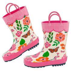 Head out and about in the rain and let your kids stomp in puddles ‘til their heart’s content! These bright and cheery Stephen Joseph Rain Boots won’t let the rain stop the fun and keep your kid’s feet warm and dry inside. Available in a range of designs, kids will be able to make a splash into the rainy season without you having to worry about them staying snug and dry. Let it rain and as the sun starts to shine, you can remove the insole to get some air. Waterproof exterior: 100% rubber 100% po Raining Boots, Boot Planter, Destination Wedding Favors, Personalized Clutch, Personalized Baby Bibs, Kids Rain Boots, Kids Rain, Baby Bubble, Bridal Accessories Jewelry