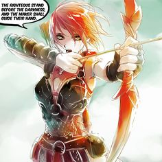 an anime character holding a bow and arrow