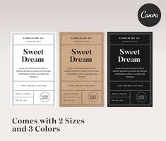 three different types of business cards with the words sweet dream, sweet dream and sweet dreams