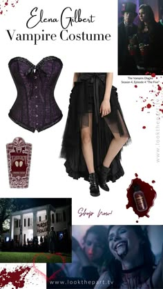 The Vampire Diaries - Elena Gilbert Halloween Costume - Season 4 - TVD Tvd Halloween Costumes Inspired Outfits, Elena Gilbert Outfits Halloween, Elena Costume, College Frat Party, Hot Halloween Costumes Women, Vampire Diaries Costume, Frat Party, Vampire Halloween Costume, Vampire Diaries Outfits