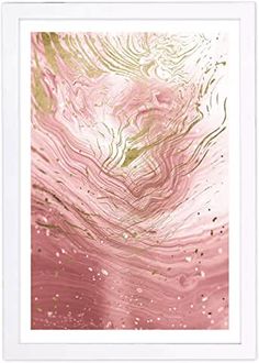 an abstract pink and gold painting