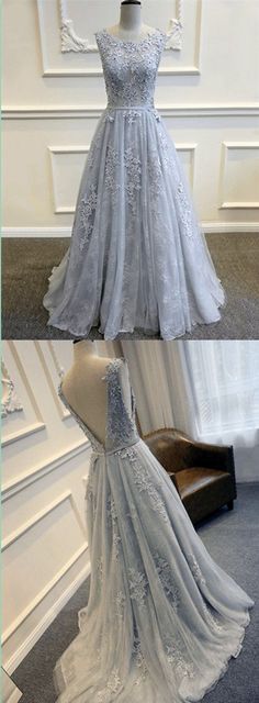 Longo azul Long Elegant Prom Dresses, Gaun Koktail, Grey Prom Dress, Cheap Prom Dresses Long, Prom Dresses Long Lace, Gorgeous Prom Dresses, Elegant Prom Dresses, Prom Dresses Online, A Line Prom Dresses