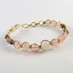 Handmade Purple Rose Quartz Jewelry, Pink Amethyst Gemstone Beaded Bracelets, Pink Amethyst Bracelets For Healing, Pink Amethyst Natural Stone Bracelets, Pink Amethyst Healing Bracelets, Pink Amethyst Crystal Bracelet For Healing, Pink Amethyst Healing Bracelet, Pink Amethyst Beaded Bracelets With Natural Stones, Adjustable Rose Quartz Jewelry With Stones