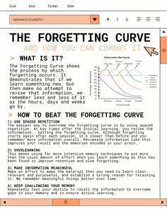 an image of a screen shot of a web page with the text'the forgeting curve and how you can combat it '