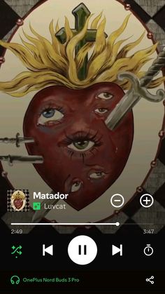 an image of a heart with two swords on it's head and the words matador