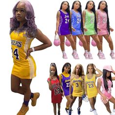 Elevate your fashion game with our NBA Jersey Dresses. Designed in a trendy bodycon style, the sleeveless dress is perfect for summer and features a basketball-inspired design. With a comfortable and flattering fit, it's a must-have for any basketball fan. Order now and show off your love for the game! Basketball Dress, Jersey Dresses, Outdoor Exercise, Outdoor Gym, Bodycon Fashion, Sports Suit, Summer Skirts