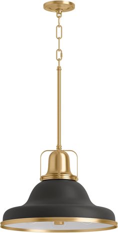 The design of the Hauksbee collection is drawn from the lighting created for factories, farms, and industrial spaces in the 1920s and 30s Manufactured with quality materials and complemented with a meticulous finishing process, the Hauksbee is a perfect piece for any farmhouse- or industrial-style space Place it over an island or dining table KOHLER Hauksbee Black, Brass Trim Traditional Bell Medium Hanging Pendant Light | 32290-PE03-BML Kohler Lighting, Porch Pendant Light, Black Kitchen Island Lighting, Kohler Faucet, Brass Trim, Farmhouse Pendant Lighting, Hanging Pendant Light, Island Pendant Lights, Indoor Lighting Fixtures