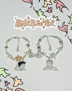 couple/friendship bracelets, gay panic heartstopper bracelets" heartstopper merch nick and charlie bracelet heartstopper leaves hi hi nick and charlie heartstopper gifts lgbt movie inspired gifts heartstopper jewelry kit connor shirt kit connor bracelet White Novelty Bracelets With Charms, Novelty White Bracelets With Charms, Couple Friendship Bracelets, Dit Gifts, Heartstopper Nick And Charlie, Nick And Charlie Heartstopper, Charlie Heartstopper, Heartstopper Nick, Heartstopper Leaves