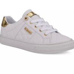 Guess Women's Loven White Lace-up Sneakers With Metallic Logo, Casual High-top Sneakers With Metallic Logo, Guess Shoes, Casual Lace, Womens Shoes Sneakers, Color White, Shoes Sneakers, Lace Up, Women Shoes