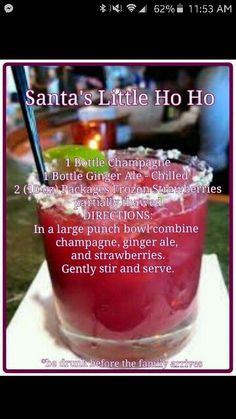 an image of a drink in a glass on top of a table with the caption santa's little ho hoo