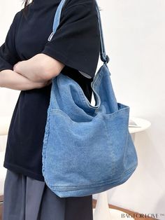 BagForLove - Versatile Womens Shoulder Bag with Ample Space Large Capacity Denim Blue Shoulder Bag For Everyday Use, Large Capacity Denim Blue Shoulder Bag, Denim Blue Large Capacity Shoulder Bag For Everyday Use, Everyday Large Capacity Denim Blue Shoulder Bag, Casual Denim Blue Hobo Bag With Large Capacity, Trendy Large Capacity Denim Blue Bag, Trendy Denim Blue Bags With Large Capacity, Trendy Denim Blue Large Capacity Bags, Denim Blue Casual Satchel Bag