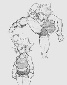 two sketches of the same character in different poses