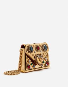 Elegant Gold Embellished Bag, Luxury Bags With Gold Embroidery, Gold Embellished Pouch Bag, Glamorous Gold Crystal Bags, Dolce And Gabbana Mini Bag, Heart Clutch, Micro Bags, Expensive Bag, Metallic Bag