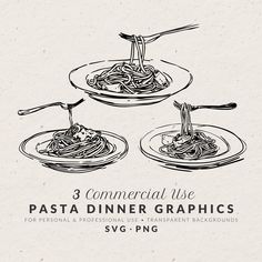 3 commercial use pasta dinner graphics