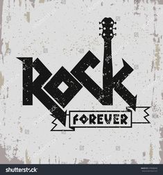 rock forever with an acoustic guitar on the grungy background royalty illustration