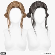 two female mannequins with different hair styles