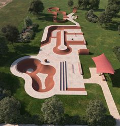 an artist's rendering of a park in the shape of a snake like structure