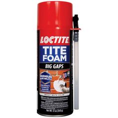 loctite tite foam in a red can with a black cap on it