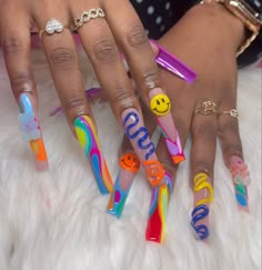 Crazy Acrylic Nails, Sns Nails Designs, Curved Nails, Long Acrylic Nail Designs, Long Nail Designs, Dope Nail Designs