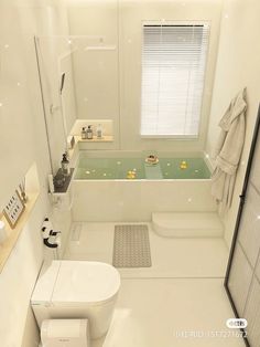 a bathroom with a toilet, sink and bathtub in it's own space