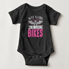 Motorcycle Biker Motorbike Rider Just A Girl Who Baby Bodysuit, Infant Unisex, Size: 6 Month, Black Trucker Humor, Father And Baby, Personalized Baby Clothes, Basketball Funny, Medical Humor, Bike Rider, Fishing Humor, Nurse Humor, Paramedic