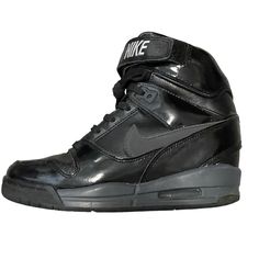 Women’s Nike Air Revolution Sky Hi Sneakers Black Leather & Patent Leather 7.5 Get Your Height In Style With These Sneakers! Minimal Signs Of Wear. Minimal Scuffs Here And There, But Are As Pictured. The Scuffs Are Hard To See. High-top Synthetic Wedge Sneakers With Height Increase, Nike Leather Platform Sneakers, Leather High-top Platform Sneakers For Sports, Leather Platform High-top Sneakers For Sports, Sporty Wedge Heel Sneakers For Sports, Sporty Wedge Sneakers For Sports, Nike High-top Platform Sneakers, Sporty Leather Platform Sneakers With Wedge Heel, Sporty Wedge Heel Sneakers For Streetwear